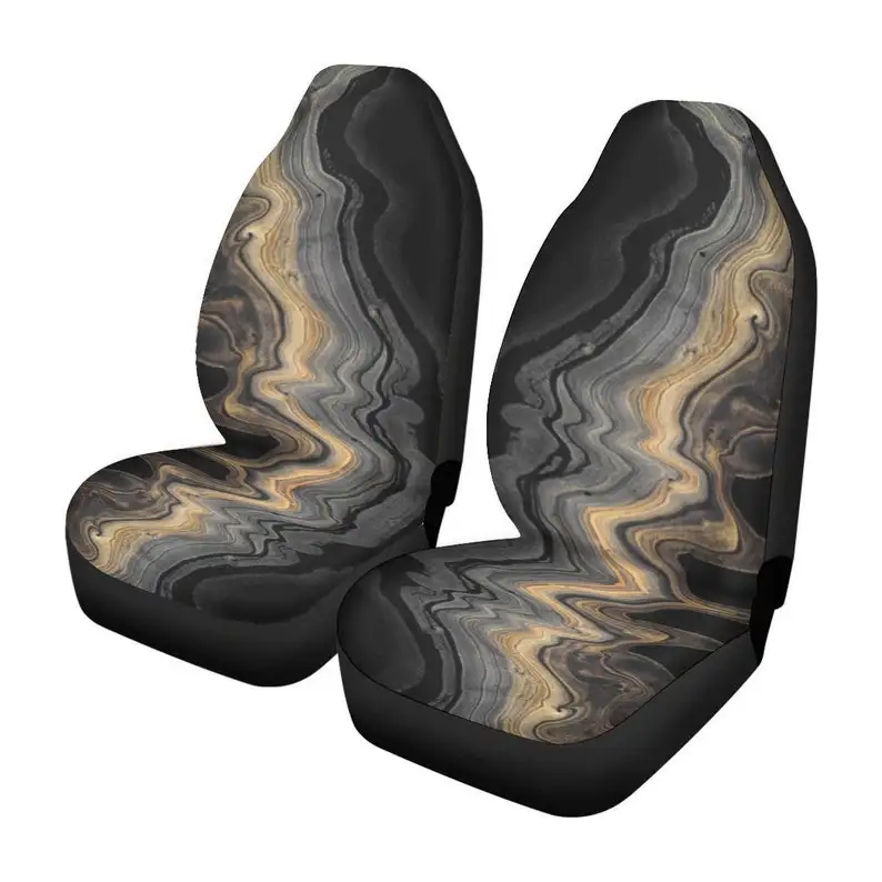 

Black marble Universal Car Seat Cover, fathers day gift, minimalist car accessories, black brown granite effect