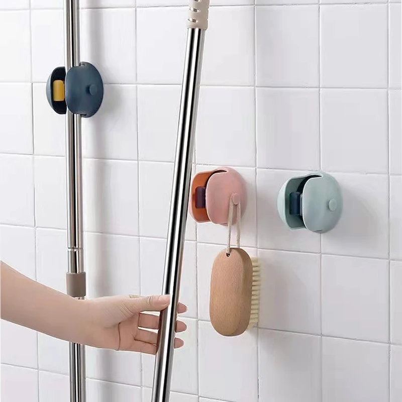 

Mop Broom Holder Wall Mounted Broom Clip Multi-Purpose Umbrella Holders Mop Hooks Self-Adhesive Hooks Anti-Slip Bathroom Kitchen