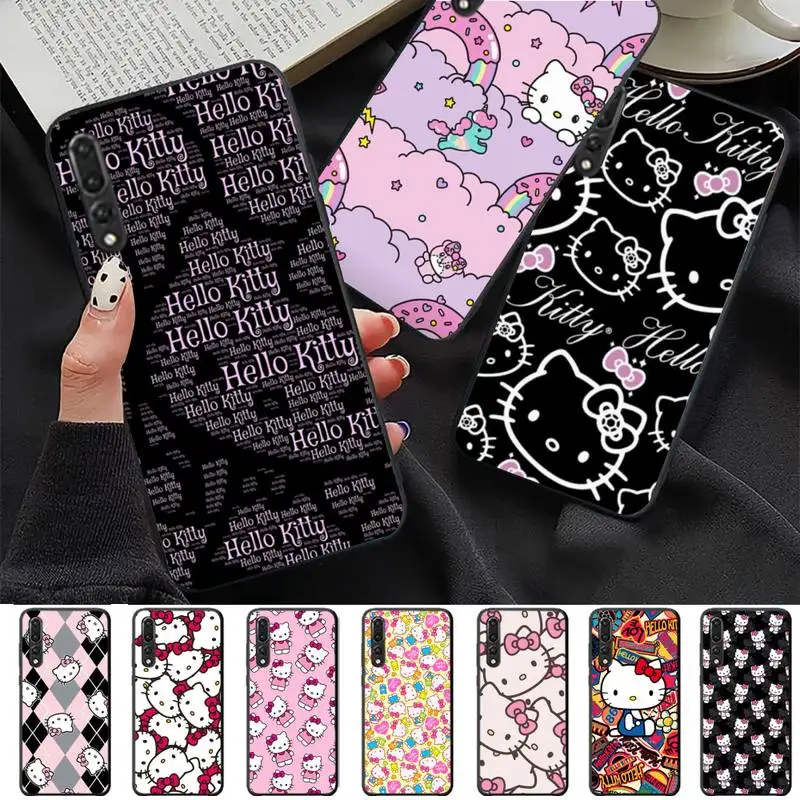 

Kitty Cartoon Cat Phone Case for Huawei P30 40 20 10 8 9 lite pro plus Psmart 2019 cover