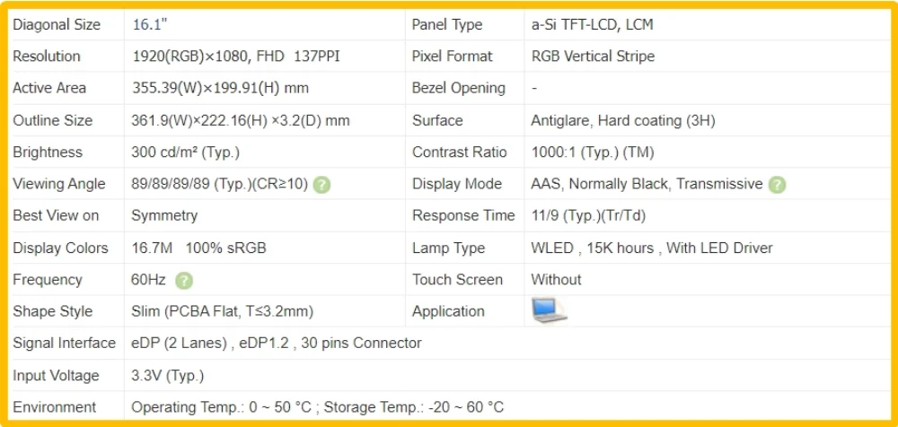 N161HCA-EA3 N161HCA EA3 16.1 дюймовый экран ноутбука ЖК-экран без касания тонкая панель IPS FHD