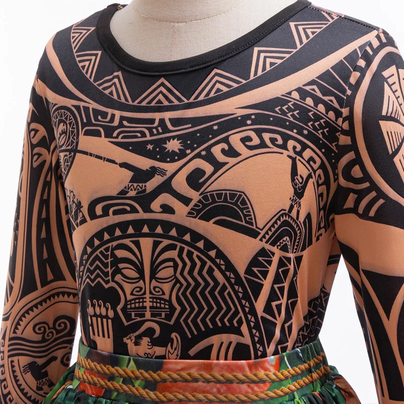 Костюм для косплея Моаны Мауи мальчиков детский топ и штаны комплект костюм