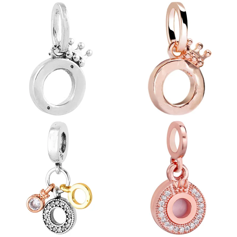 

Original Sparkling Open Centre Logo Crown O Triple Monogram Pendant Charm Jewelry Fit 925 Sterling Silver Bead Popular Bracelet