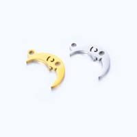 5pcslot stainless steel creative face moon small pendants necklaces earrings charms accessories for diy fashion jewelry gift