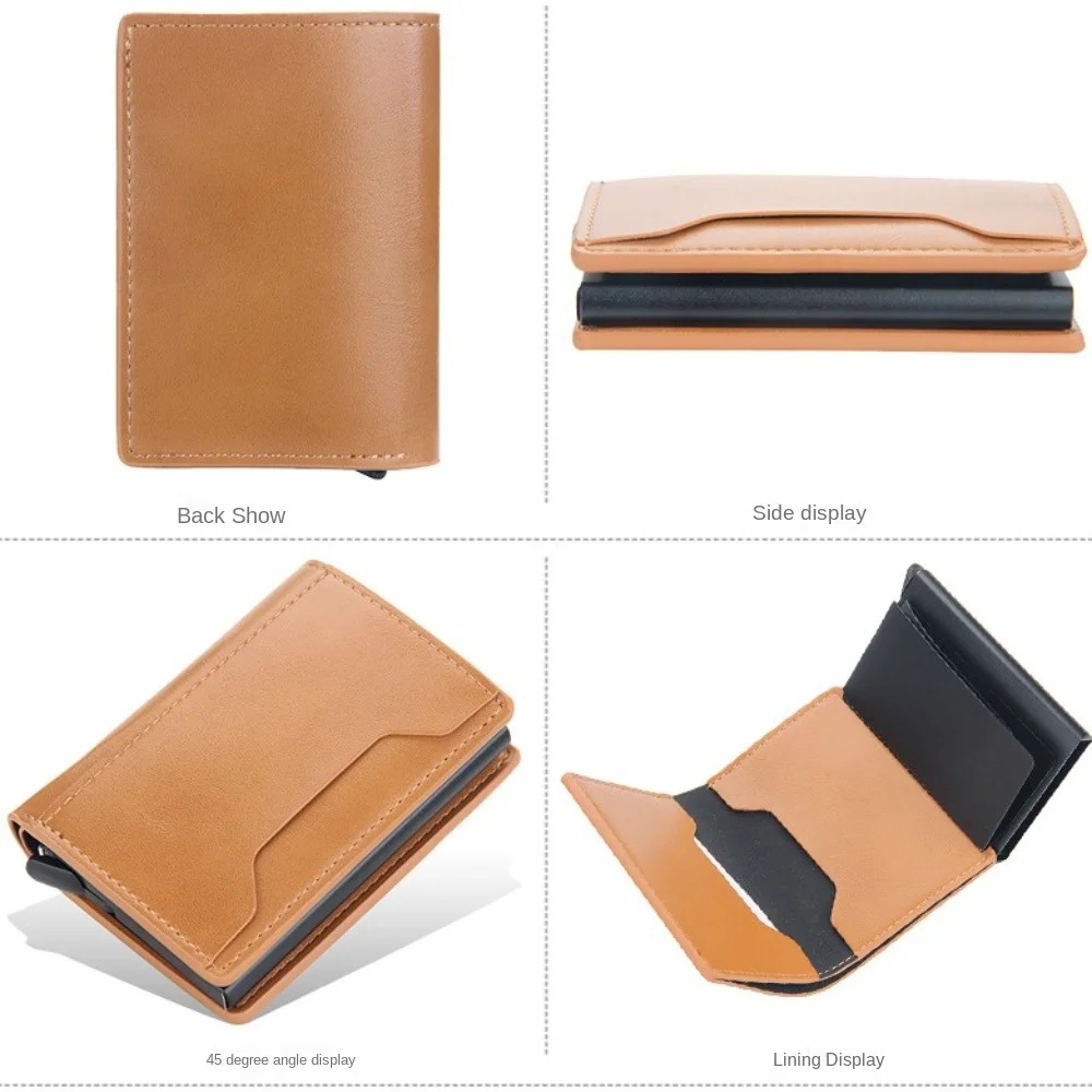 Винтажный RFID мужской короткий кошелек портативный простой автоматический