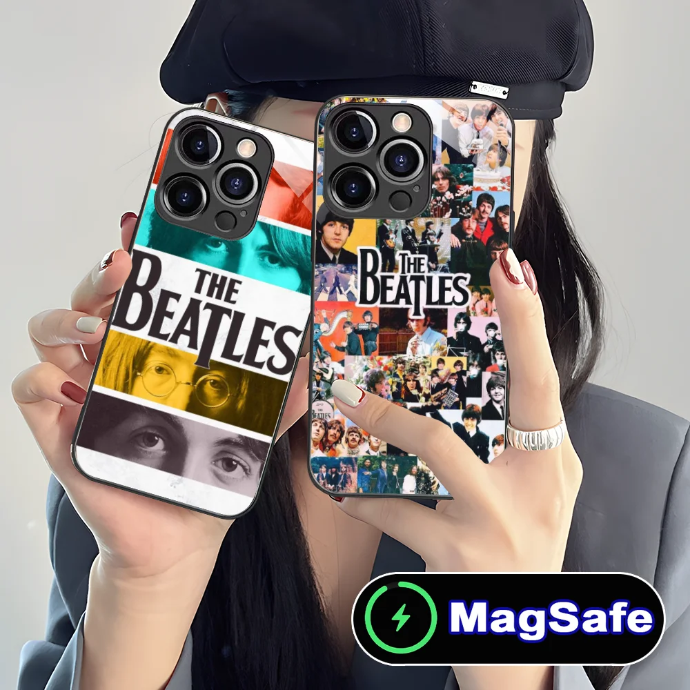 Mobile B-Beatles Phone Case for iPhone 16 15 14 13 12 11 Pro Max Plus Mini MagSafe Wireless Charging Glass Cellphones Cover