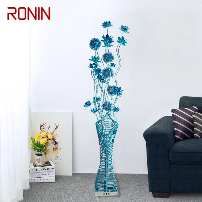 

RONIN Nordic Blue Floor Lamp Fashionable Modern Iiving Room Bedroom Hotel Aluminum Wire LED Sofa Originality Decorative Light