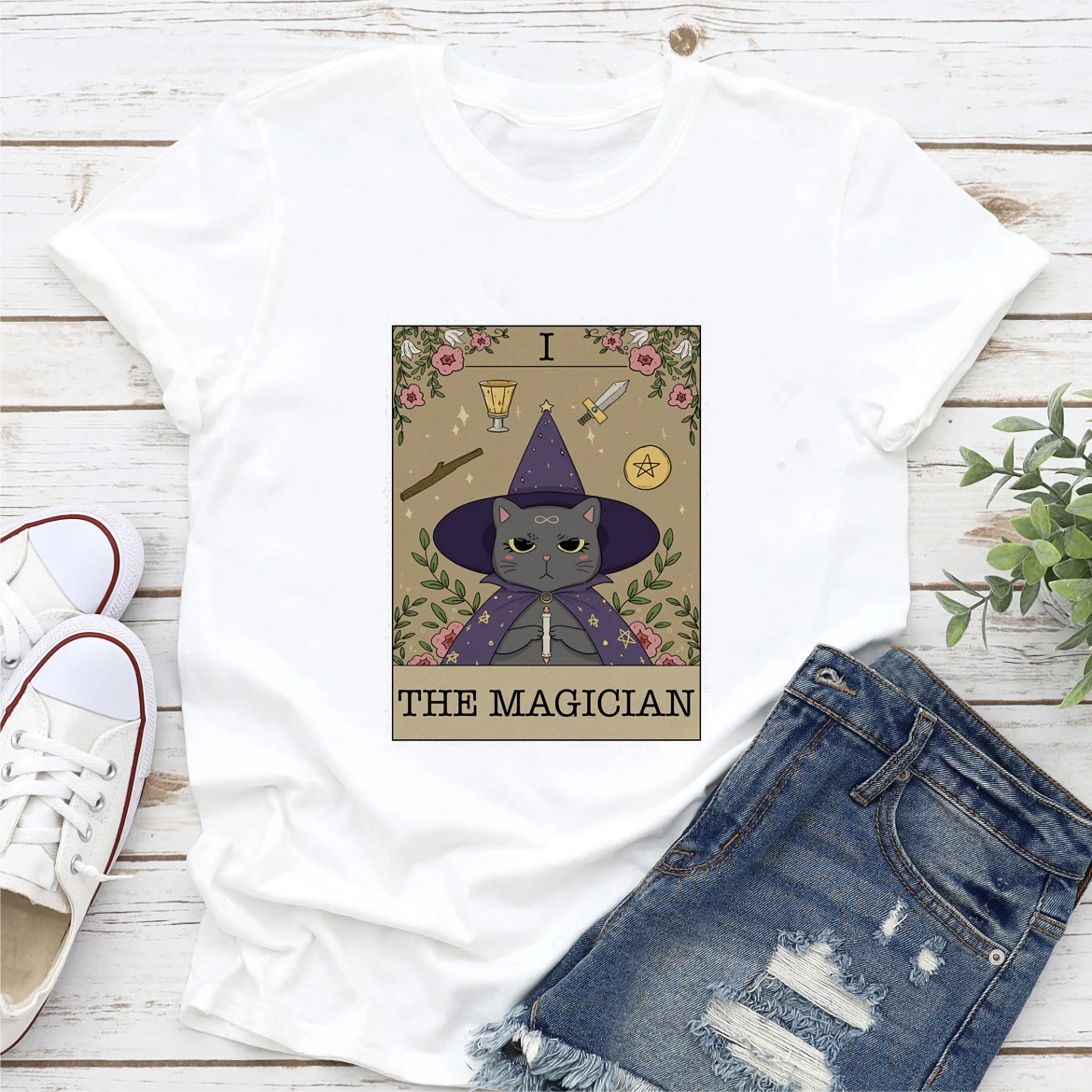 

Tarot Brand Short-sleeved Fashion Women's Printed T-shirt Women's Casual Versatile Style Casual Women's T-shirt Clothing Pattern