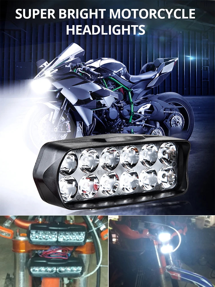 

1/2PCS Motorcycle Headlight 8/12/16LED Light Bar Driving Spotlight Fog Light Waterproof Daytime Running Light Cars Accessories