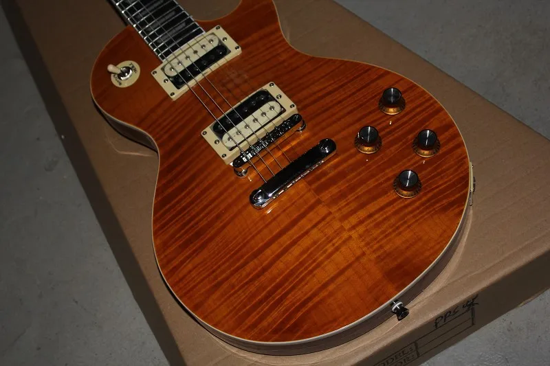 

@530 Custom Electric Guitar,Brown Flame Maple Top Mahogany Body Brown Edge&Rosewood Fingerboard.