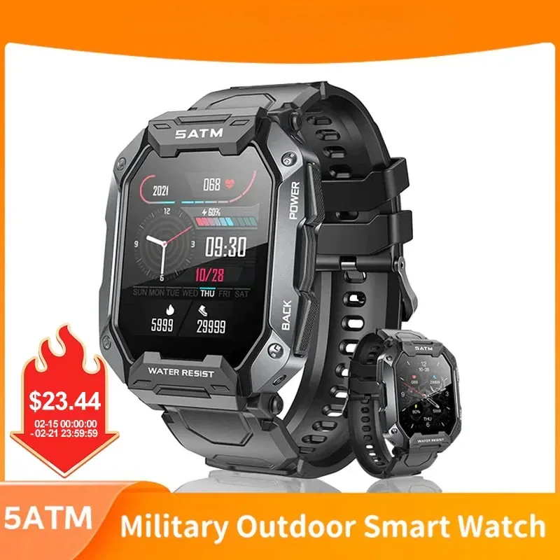 

C20 Smart Watch Men 5ATM Outdoor Sport Fitness Tracker 24H Health Monitor 1.71" Full Touch Screen Military Smartwatch for Xiaomi