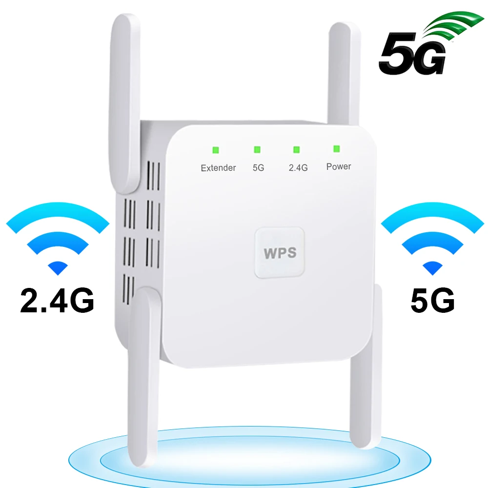 

5G Wifi Repeater Wifi Amplifier 5Ghz Router Wifi Booster Signal Extender Long Range 4 Antenna 1200Mbps Wireless Wi Fi Repeater