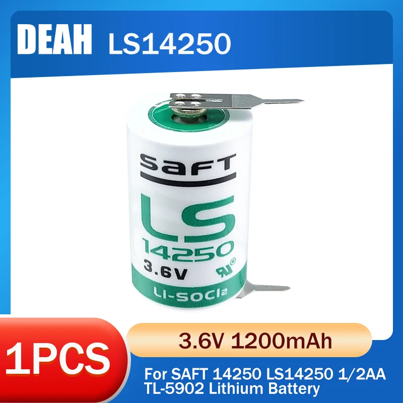 Литиевая батарея SAFT 14250 LS14250 3 6 В 1/2 AA 1/2AA в 1200 мАч с штифтами для ПЛК ЧПУ первичная