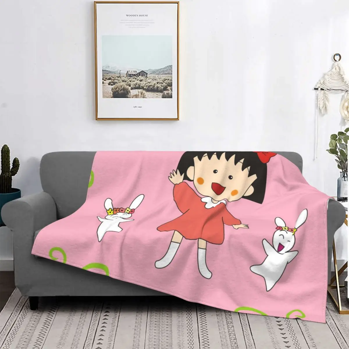 

Chibi Maruko Chan Sakura Kyoko Cartoon Animation Blanket Flannel Spring Autumn Hello Warm Throws For Winter Bedding