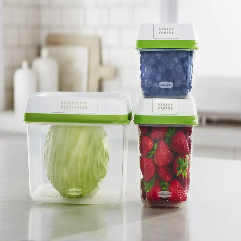 

Produce Saver, Medium and Large Produce Storage Containers, 6-Piece Set Kitchen organizer Squeeze bottle Food storage containers