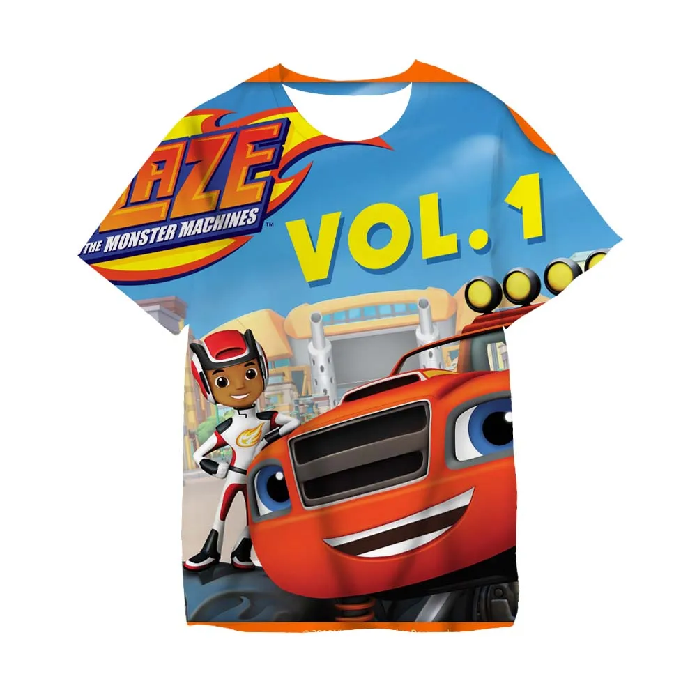 

T-shirts Baby Kids Cartoon Blaze and The Monster Machines 3D Tshirt Boys Girls Summer Video Game Clothes Children Short Sleeve