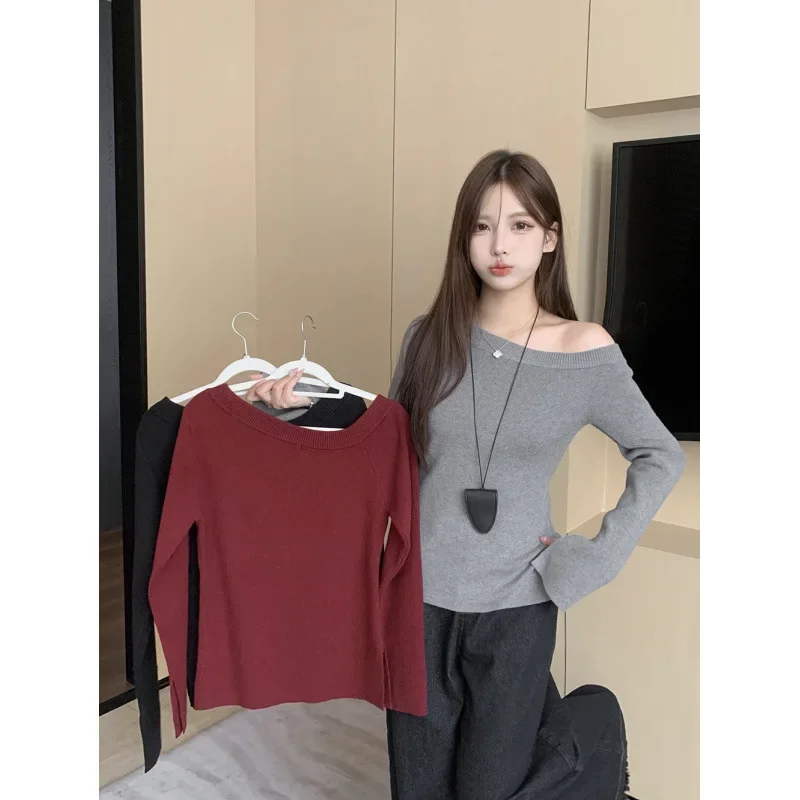 Осень 2024 женский вязаный свитер больших размеров утепленная теплая одежда через