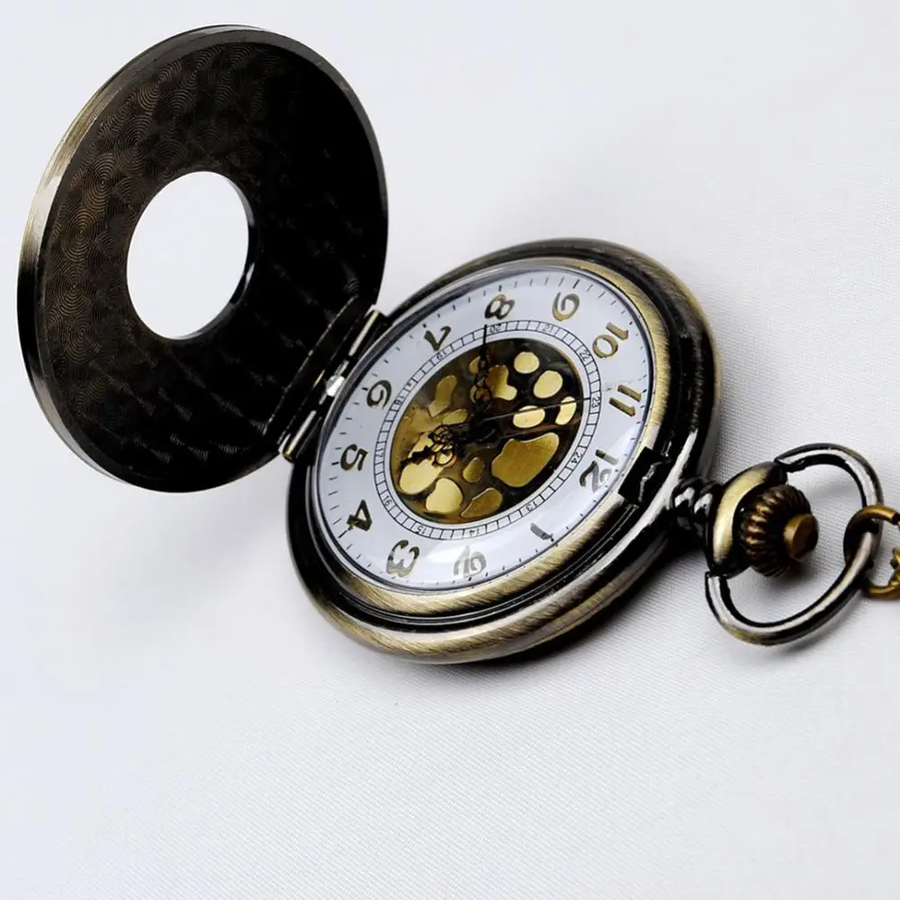 

Hollow Watch Round Dial Unisex Double Display Quartz Chain Fob Pocket Necklace