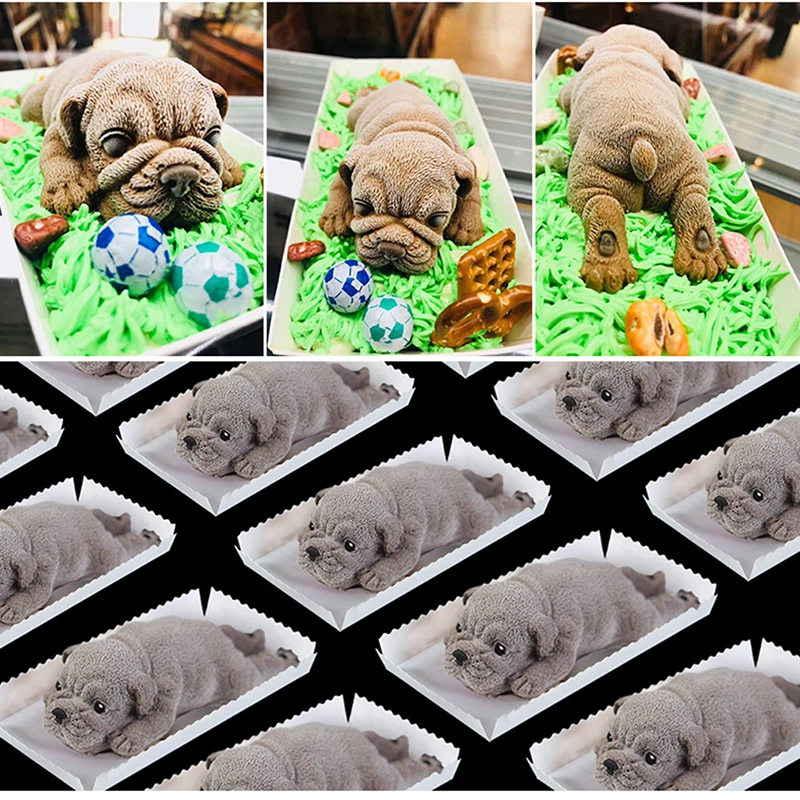 

White 3D Shar Pei Mousse Mold Dirty Dog Ice Cream Chocolate Net Red Silicone Mould