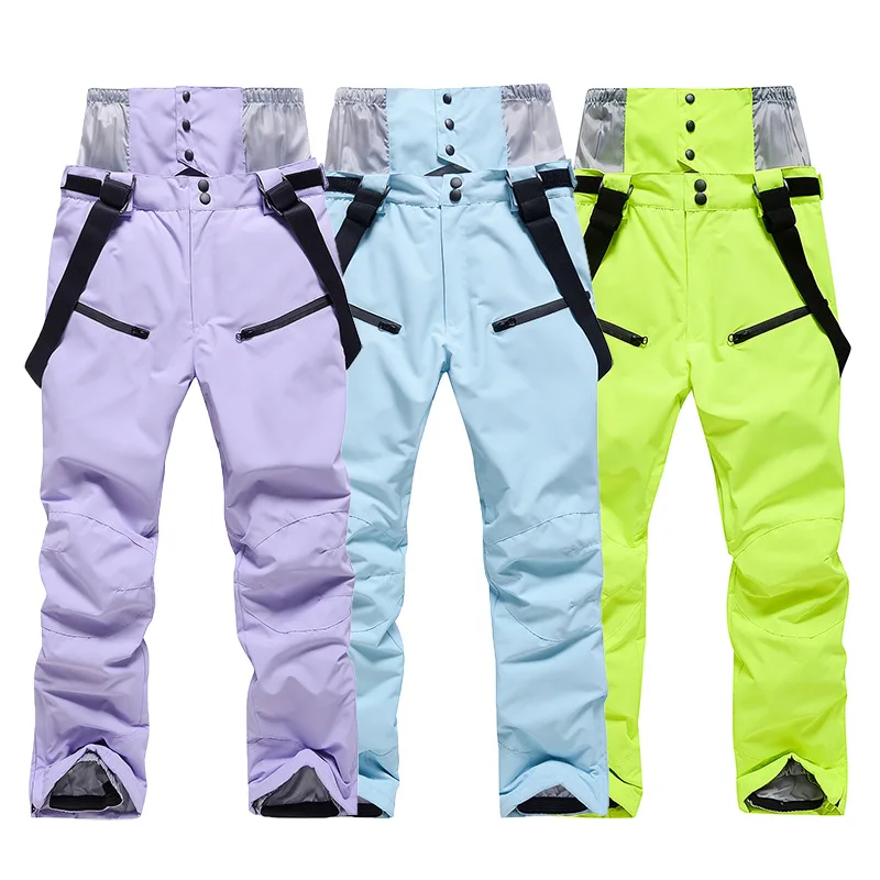 2022 New Ski Pants Women Men Overalls Thickened Warm Snow Pants Windproof Waterproof Outdoor Sports Snowboard Suits Ski Trousers