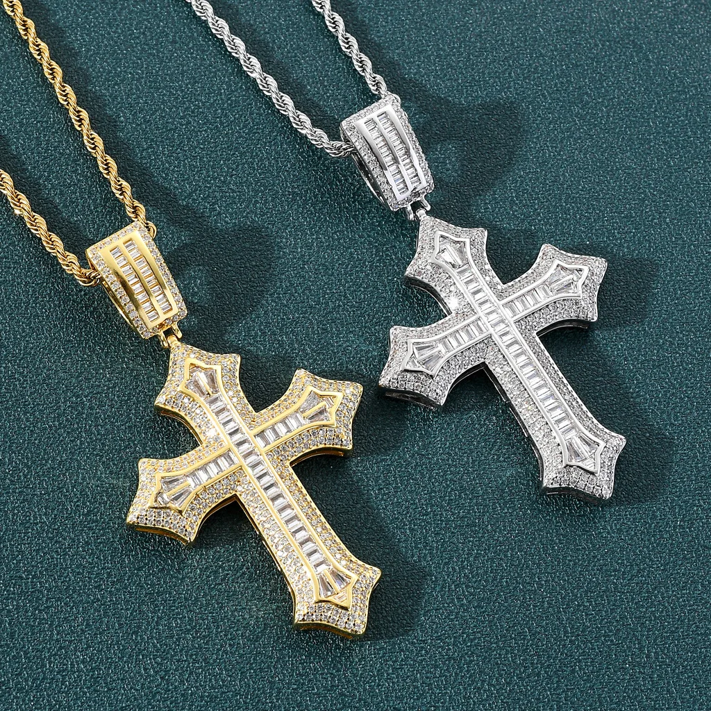 

Vintage 14K Gold Lab Diamond Cross Pendant Party Wedding Pendants Chocker Necklace Pendants For Women Men Hiphop Jewelry Gift