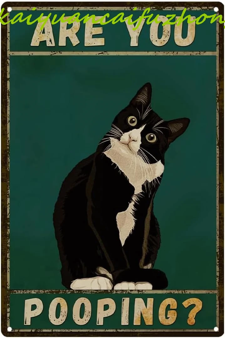 Смокинг SJKY черный кот ты какает забавные жестяные вывески декор для ванной