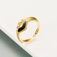 fashion gold color metal love heart open ring punk vintage geometric adjustable ring for women party jewelry gift