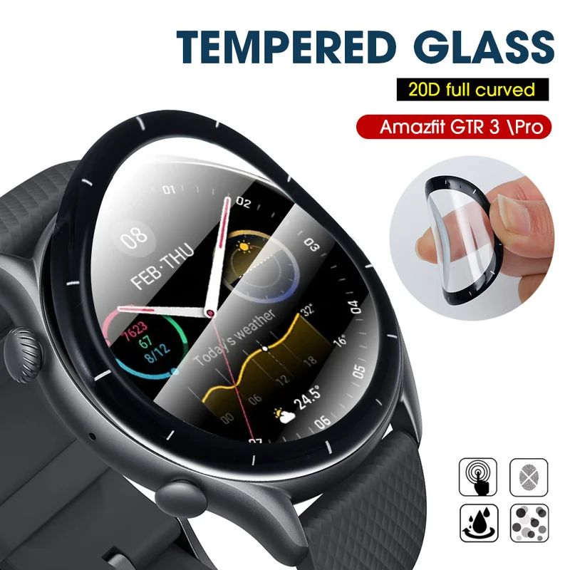 

3PCS Curved Soft Protective Film for Amazfit GTR 3/3pro Smart Watch Full Curved Cover Screen Protector Watch Screen Accessories
