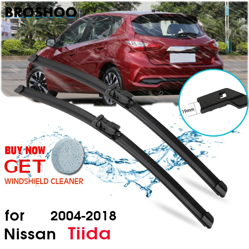 Щетка стеклоочистителя лобового стекла BROSHOO для Nissan Tiida C11 C12 C13, модель 2004-2018 гг., подходит для стандартного крюка/кнопочного рычага