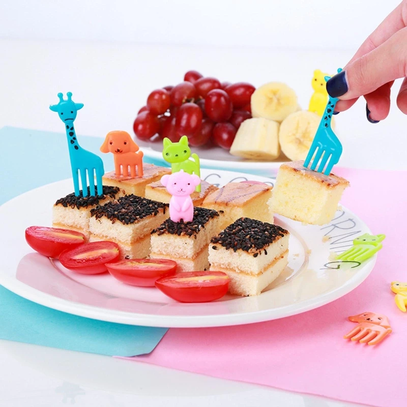 

10Pcs Mini Kawaii Animal Farm Picks Cartoon Fork Fruit Cute Small Toothpick Sign Bento Lunches Food Box Decor Accessory Kids
