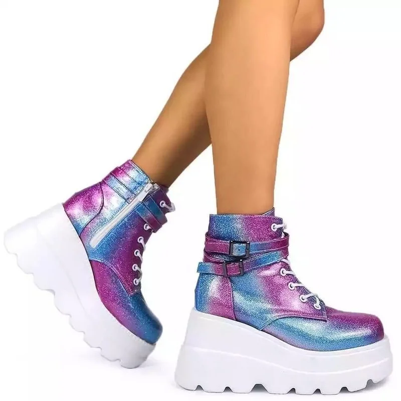 

Big Sizes 43 Gothic Platform High Heels Cosplay Fashion Winter Wedges Boots Halloween Shoes Ankle Booties Women's Boots 2022