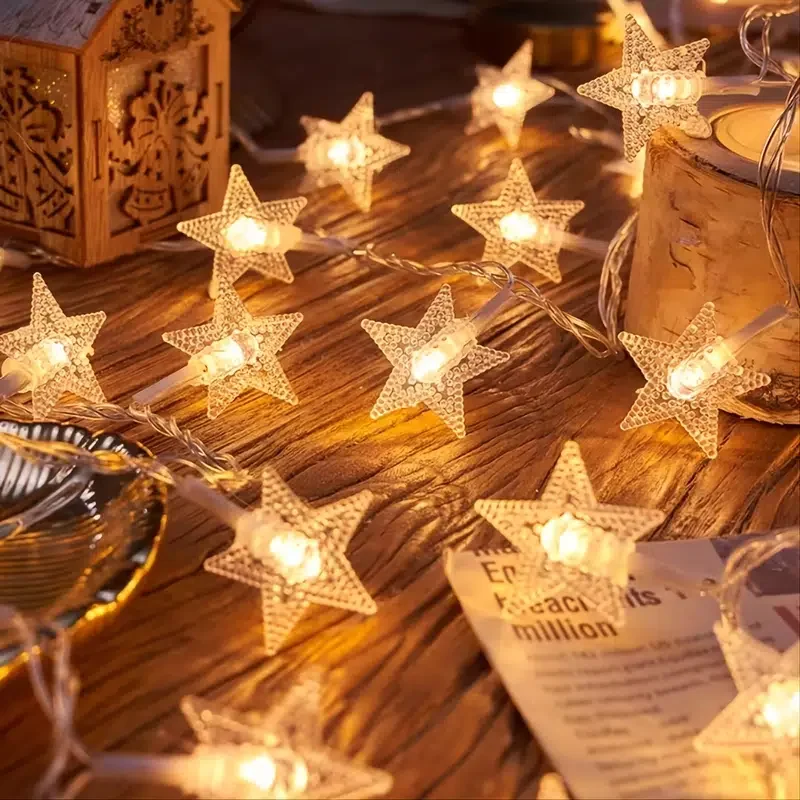 

HMTX 1pc, Holiday Party Decor, Christmas Supplies, Led Star String Lights