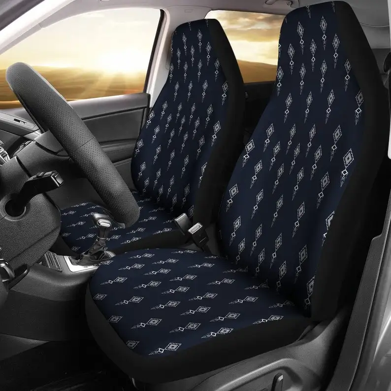 

Navy Classy Pattern Car Seat Covers Pair, 2 Front Seat Covers, Car Seat Protector, Car Accessories