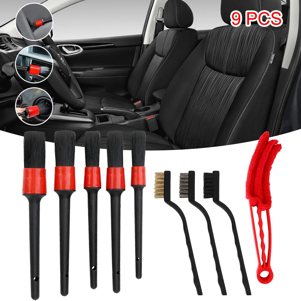 

9pcs Car Detailing Brush Set Power Scrubber Drill Brush Cleaning Dirt Dust Clean Tools Car Cleaning Brushes For Car Air Vents