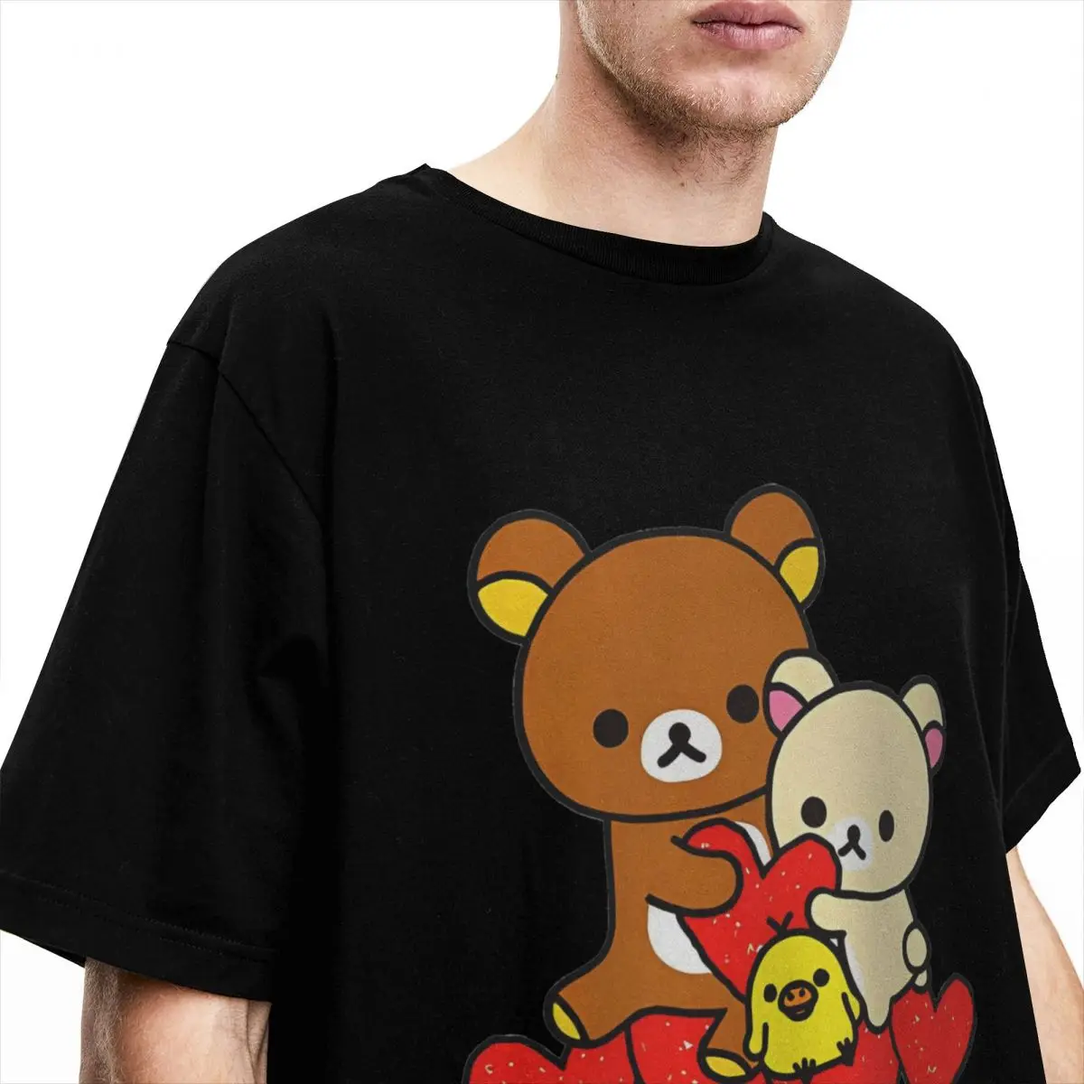 Мужская футболка Rilakkuma Love With Friend модная летняя Y2K забавные повседневные топы из