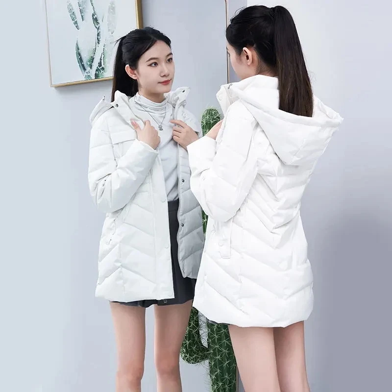 Down Cotton Coat Womens 2022 Autumn Winter New Fashion Casual All-match Padded Jacket Women  Large Size Hooded Warm Parkas