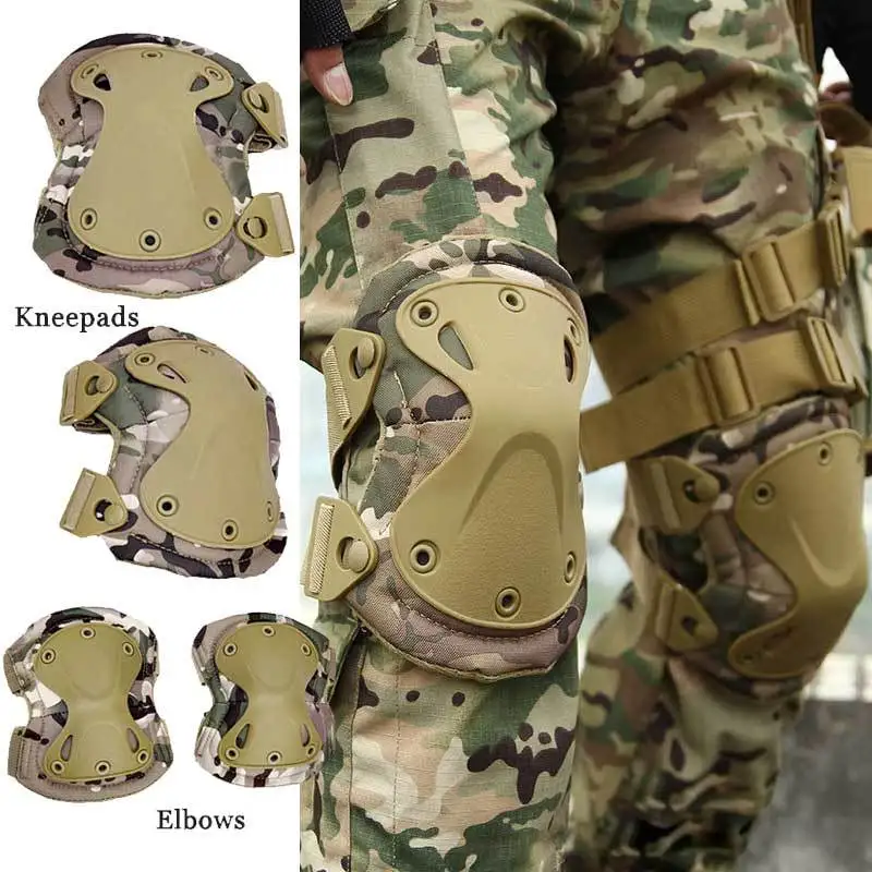 

4pcs KneePad Tactical CS Knee Elbow Protective Gear Outdoor Sport Anti-collision Knee Brace Elbow Pads EVA Sponge Knee Protector