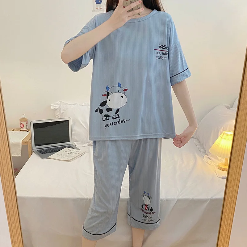 Women Sleepwear Lovely Home Suits Pyjama Short Sleeve Pajamas Set 2022 Women Pajamas Comfortable Girl Spring And Summer Pijamas