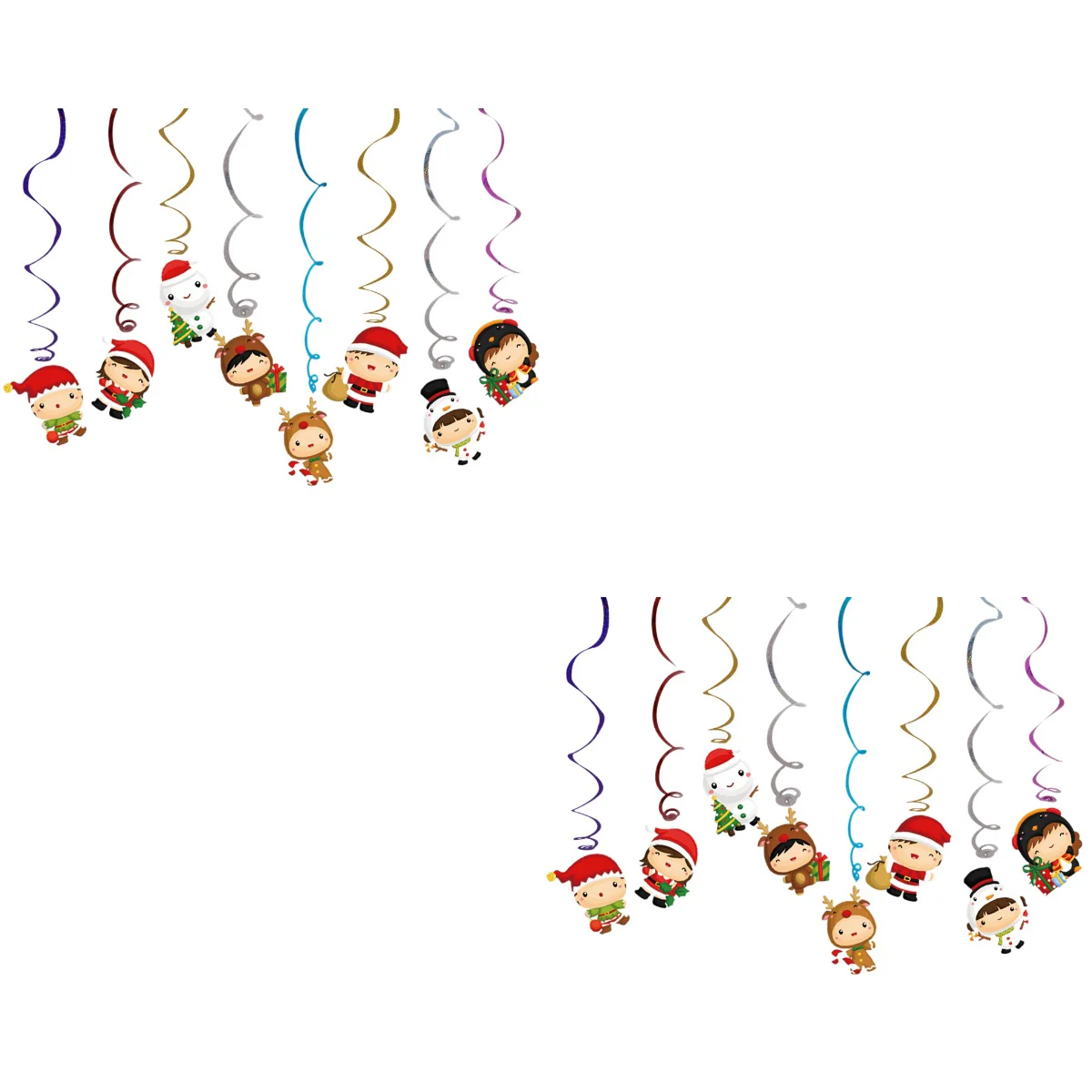 

2pcs Adorable Christmas Hanging Swirl Ceiling Pendant Colorful Snowman Spiral Streamers Pendant Whirls Christmas Party