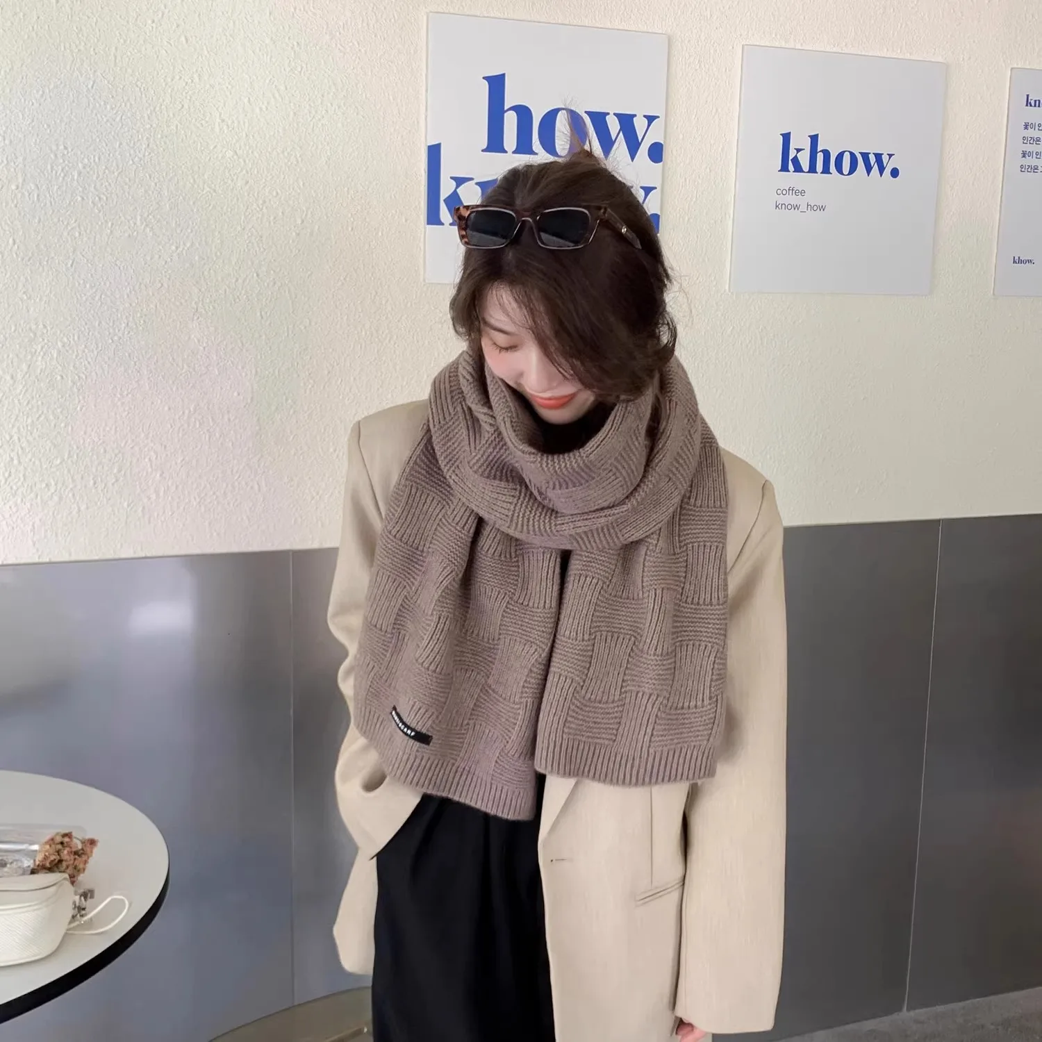 Вязаная шаль модный роскошный теплый шарф элегантная бандана для повседневного