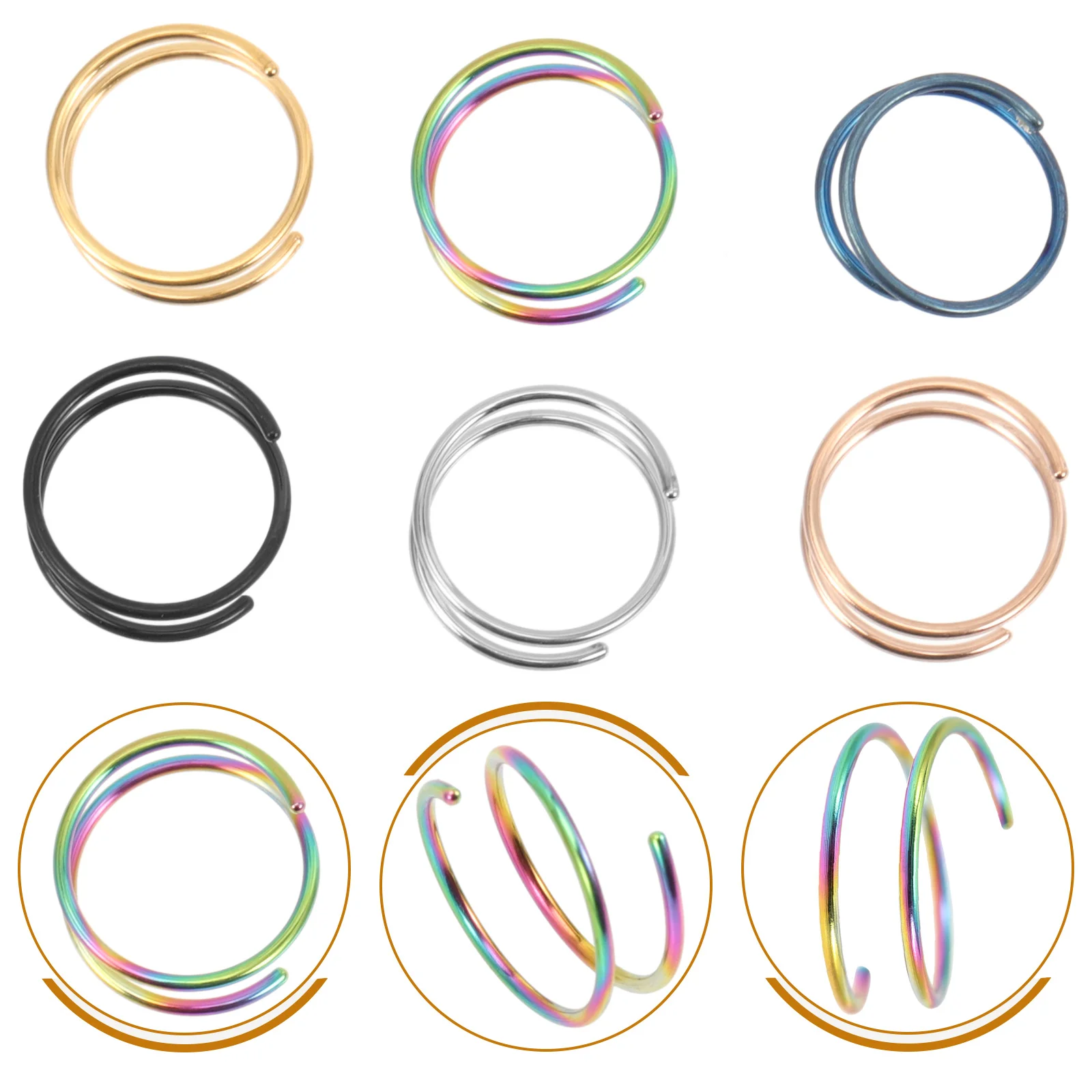 

6pcs Nose Rings Charming Exquisite Stainless Steel Nose Rings Spiral Nose Ring Jewelry Nose Jewelry