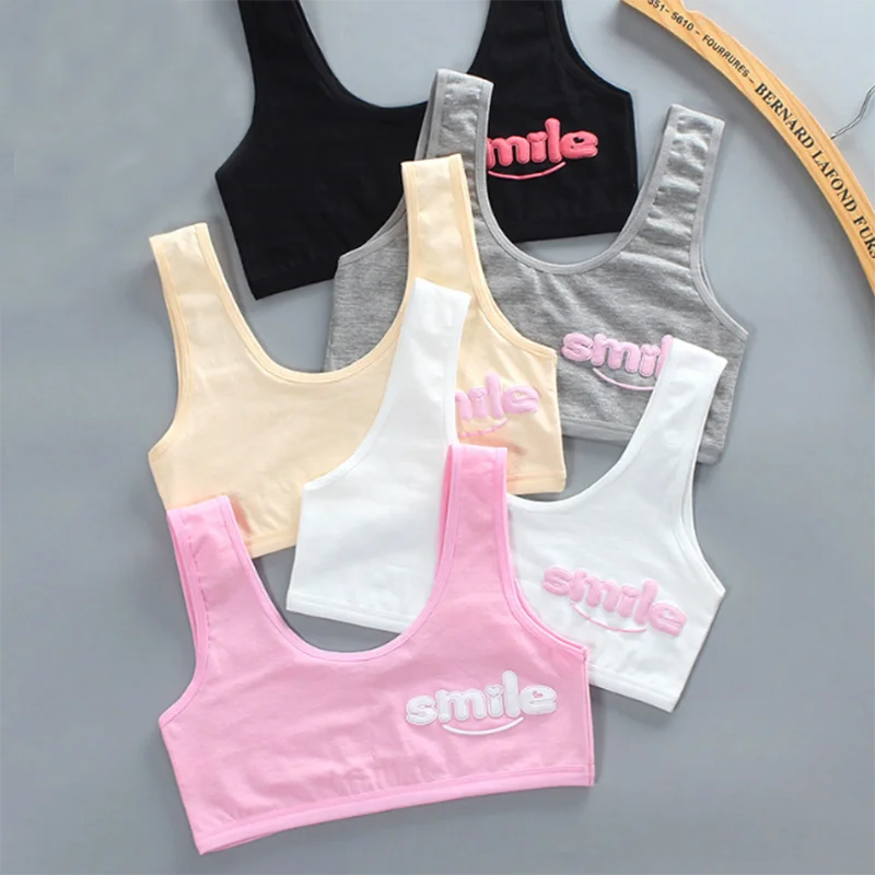 

Simple Letters Design Tube Tops Cotton Girls Training Bras Kids Underwear Accessories Breathable Children Bras for 8-16 Years