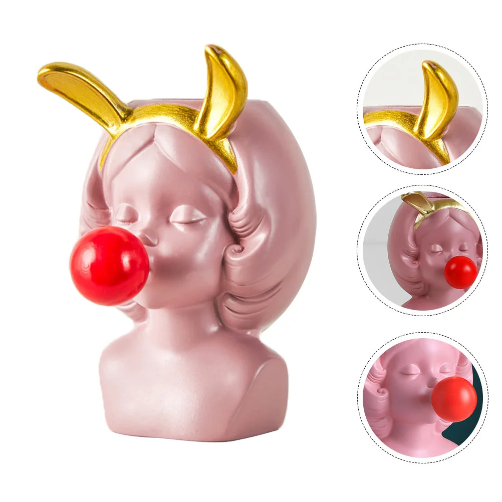 

Flower Pot Planter Vase Statue Head Face Girl Human Succulent Resin Pots Sculpture Bonsai Vases Artificial Novelty Home Mini