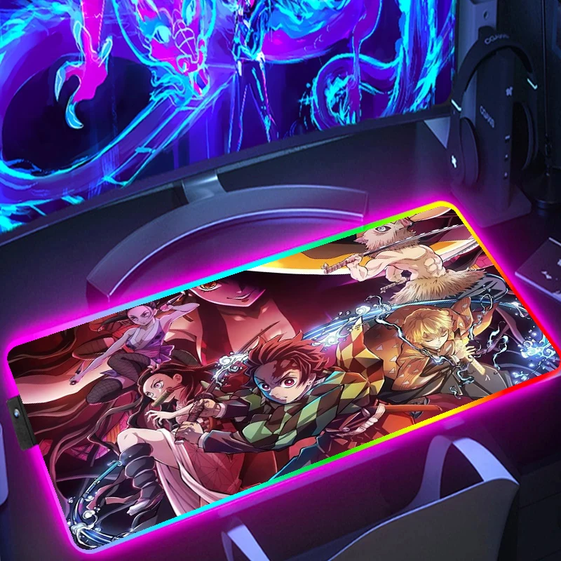 

Demon Slayer Large Game Mouse Pad RGB Game Accessories HD Printing Office Computer Mouse mat Computer Laptop Luminous Table Pad