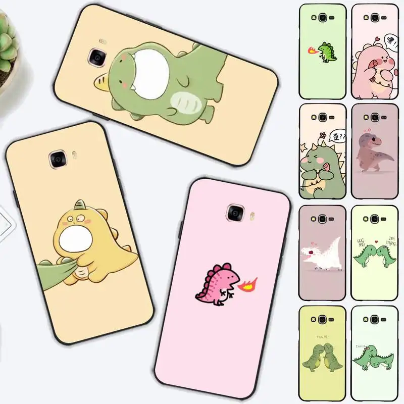 

FHNBLJ Cute Cartoon Dinosaur Couple Phone Case for Samsung J 2 3 4 5 6 7 8 prime plus 2018 2017 2016 core