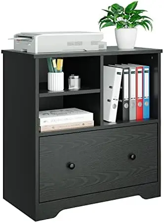 

File Cabinet with a Big Drawer, Mobile Lateral Filing Cabinet on Wheels (Black S2) Cabinet Filing cabinet drawer Filing cabinet