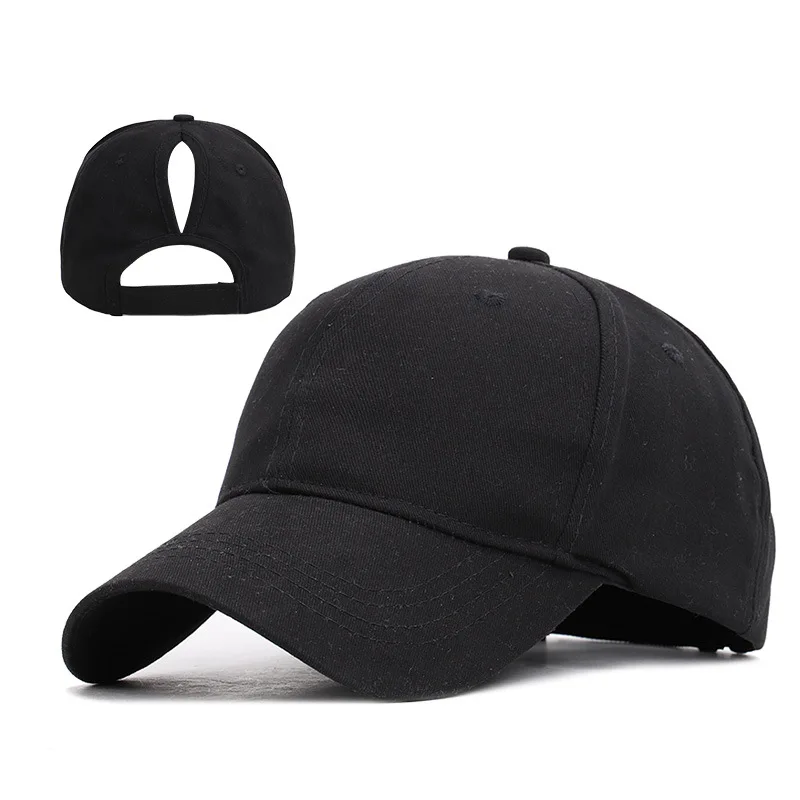 

Solid Color Ponytail Baseball Cap Women Ladies Hat Open Mouth Red Pink White Black 5 Colors