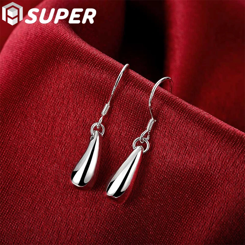 

925 Sterling Silver Water Droplets Raindrops Drop Earrings For Woman Wedding Engagement Party Fashion Charm Jewelry