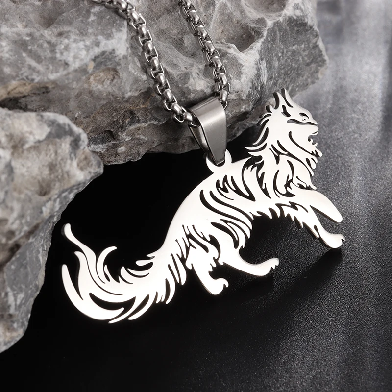 

Punk Style Creative Stainless Steel Hollow Wolf Pendant Necklace for Men Simple Domineering Daily Classic Jewelry Necklace Gift