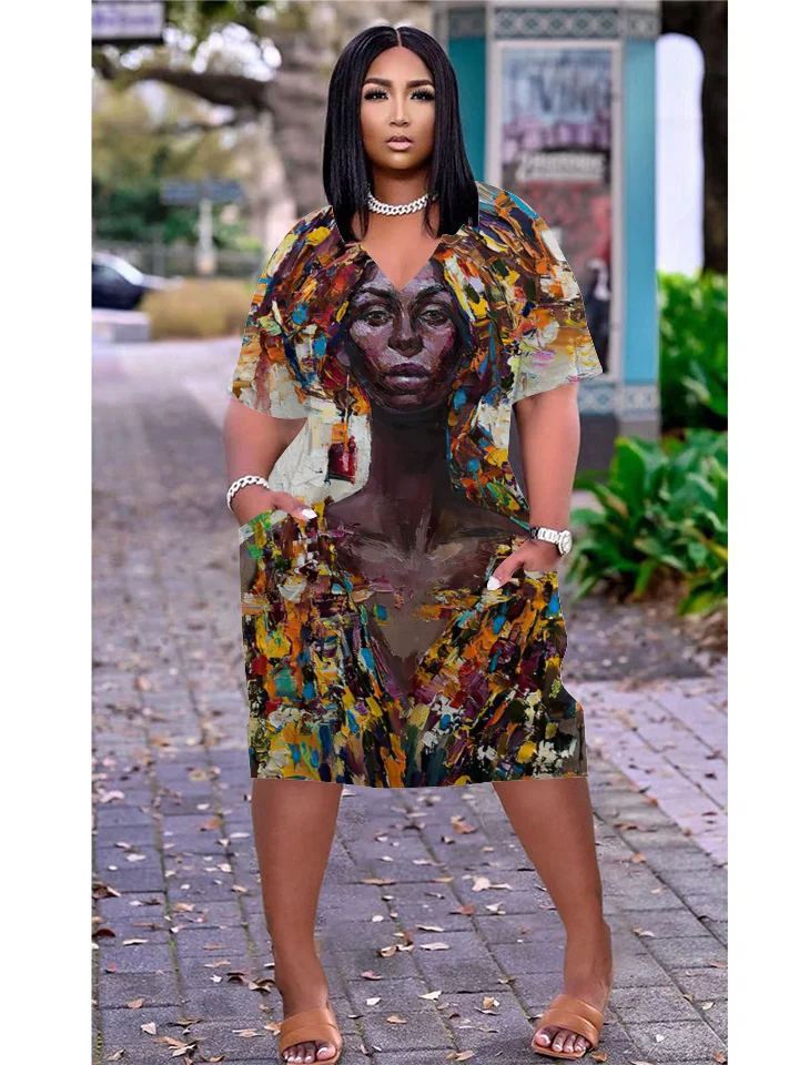 

Женское пляжное платье с V-образным вырезом, коротким рукавом