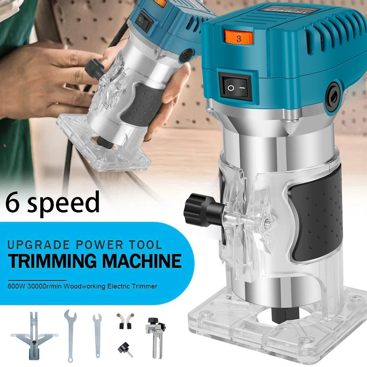 

800w 30000rpm Wood Router Machines Tool Combo Kit Electric Woodworking Power Carpentry Manual Trimmer Tools Power Tools